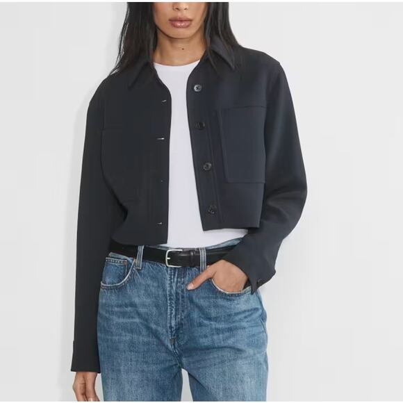 Wilfred Little Cropped Jacket in Black Crepe - Picture 1 of 8